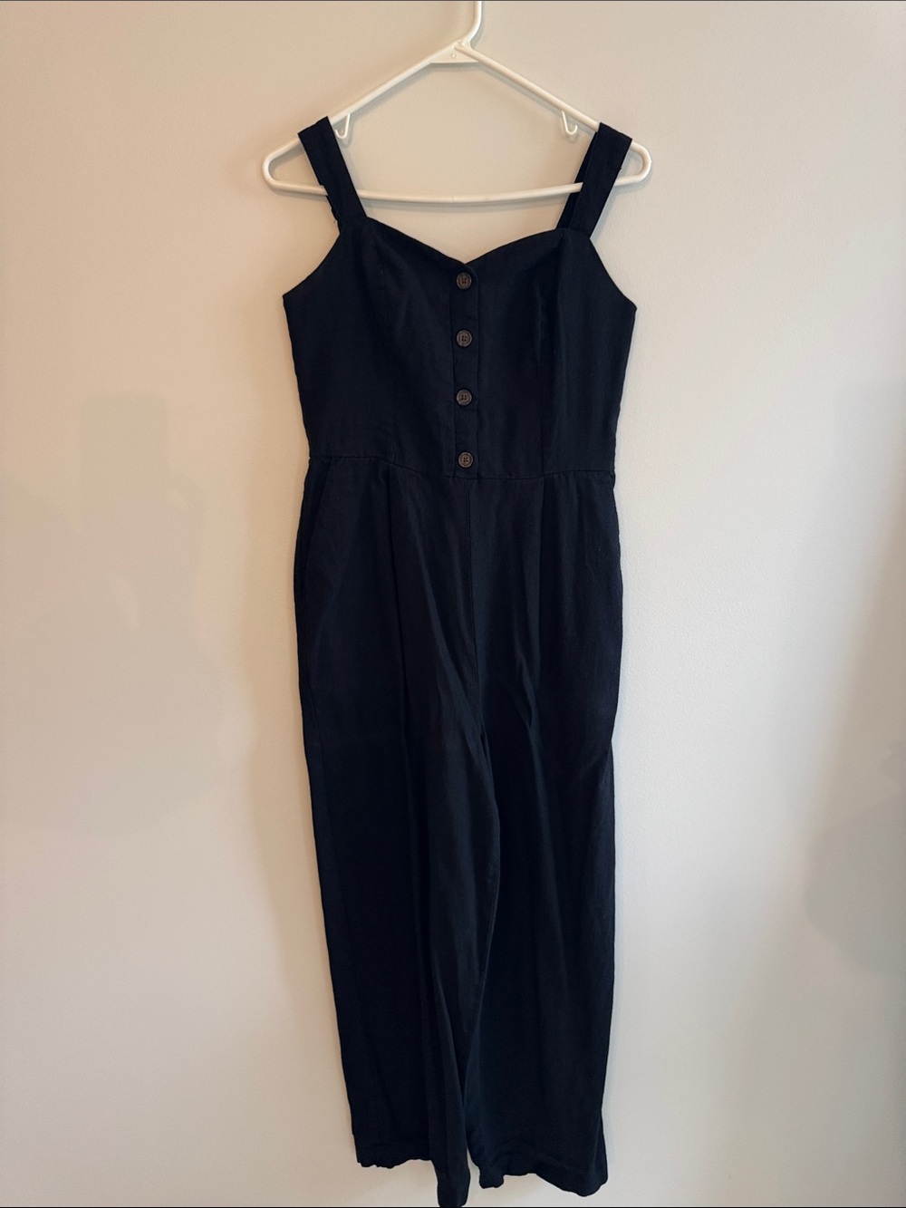 Old Navy Black Button-Front Wide-Leg Jumpsuit